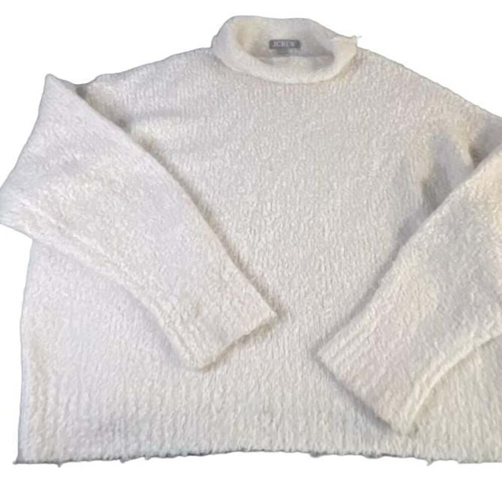 J. Crew Boucle Turtleneck Sweater XL Ivory Alpaca Wool Blend #CottageCore #Fall
